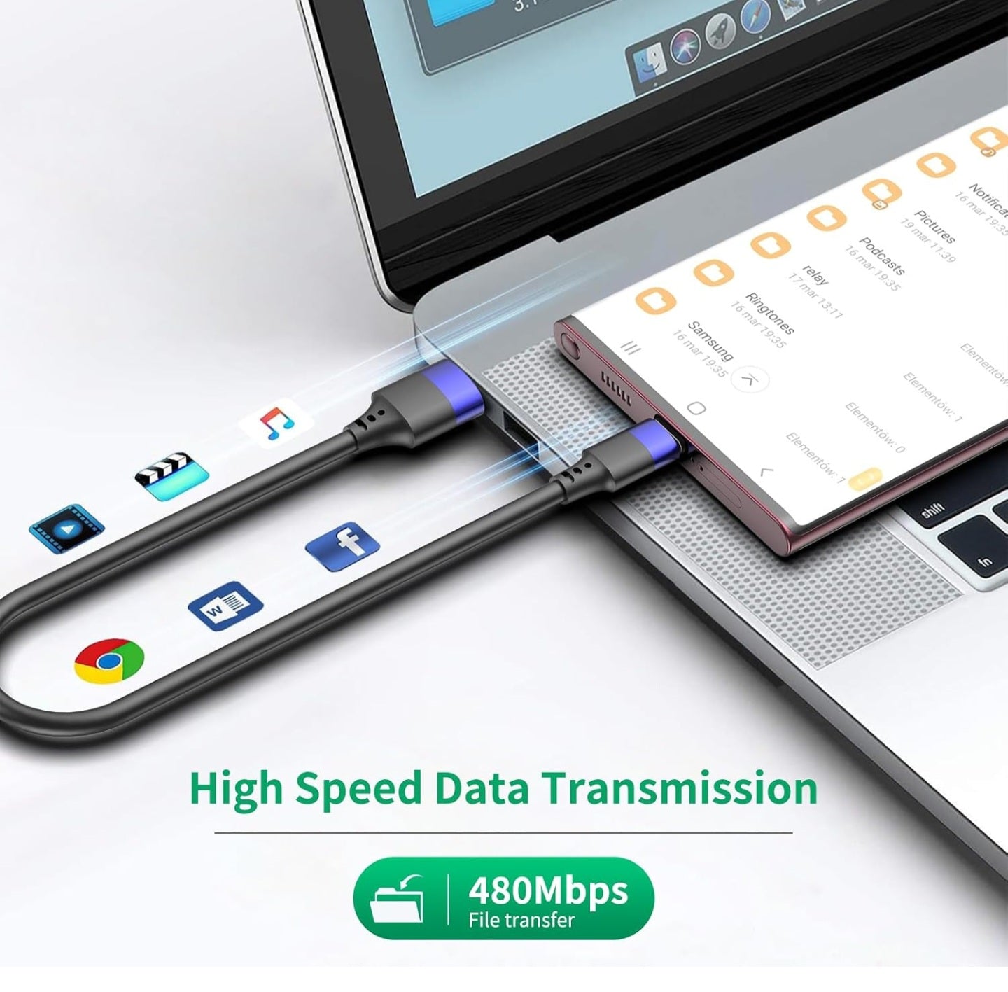 Compact Data Cable / USB-A to USB-C