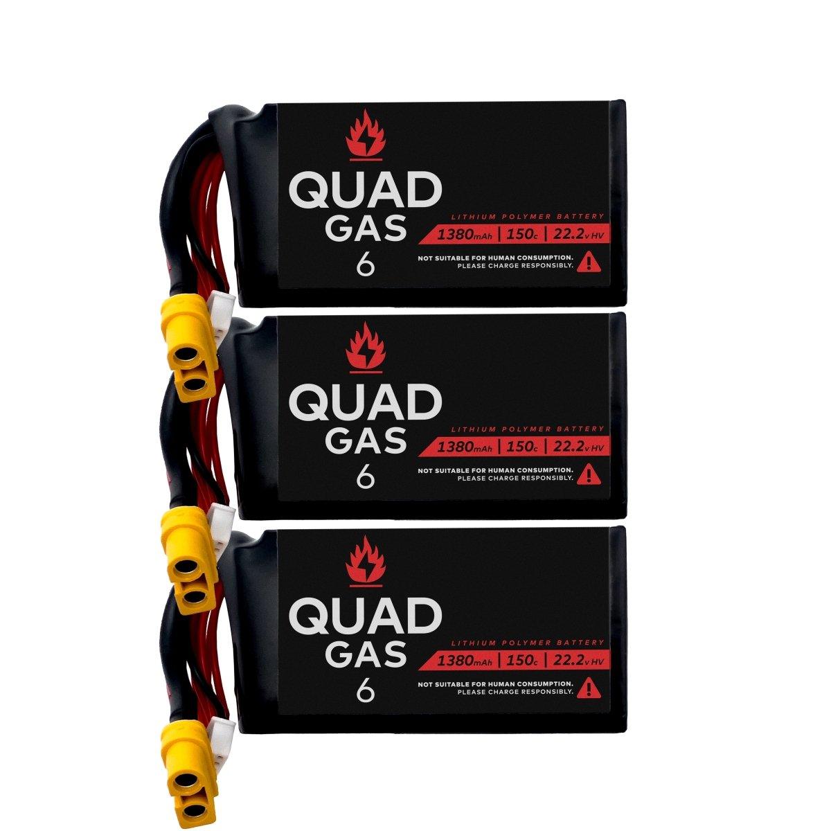 WREKD® Quad Gas 6S 1380mAh Batteries (3 pack) - Black