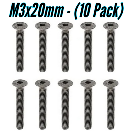 M3×20mm Flat Head Screws - (10 Pack)