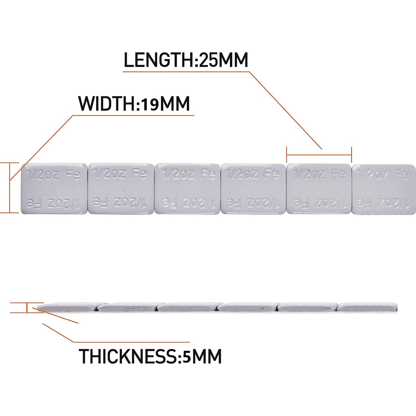 1/2oz Self Adhesive Steel Weights - (Strip of 6pcs)