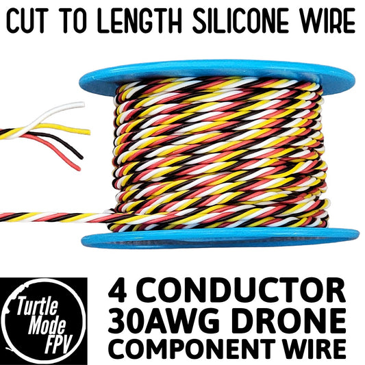 Cut To Length 4 Conductor 30AWG Twisted Silicone Drone Component Wire.