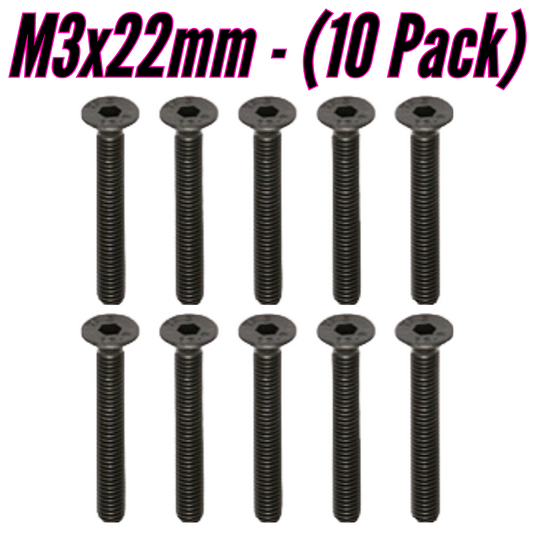 M3×22mm Flat Head Screws - (10 Pack)