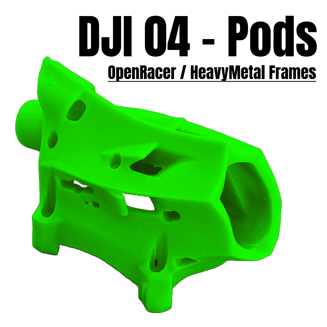 DJI04 Pod Canopy For OpenRacer & HeavyMetal Frames, Neon Green Color, 3D Printed TPU