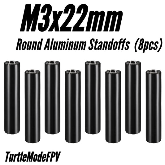 M3X22mm Round Aluminum Standoffs (8pcs) (Black)