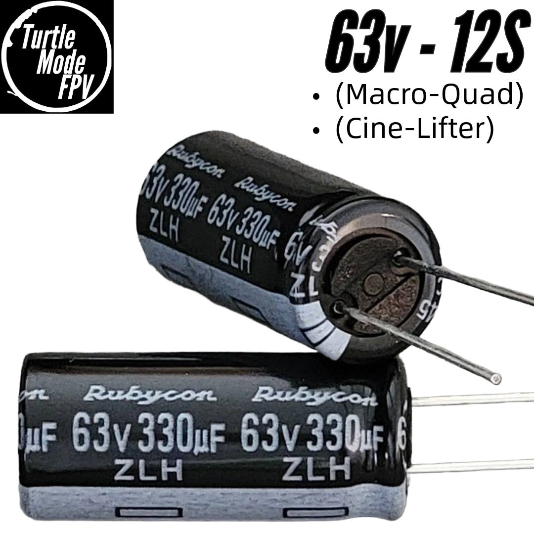 (12S) Rubycon ZLH Series 63v 330uF Capacitor (10×23mm, Low ESR)