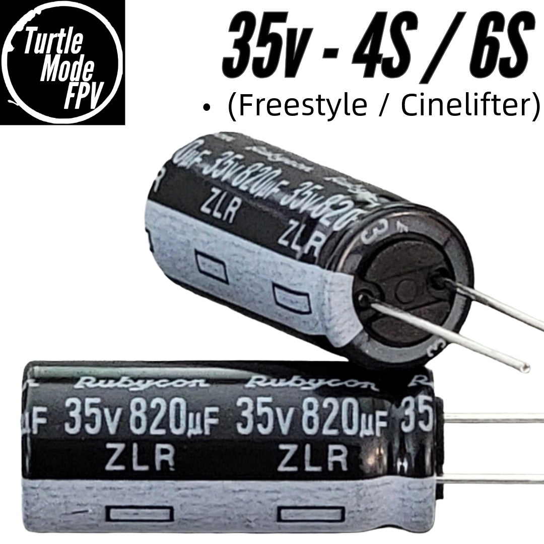 (Upgraded) Rubycon ZLR Series 35v 820uF Capacitor (10×25mm, Low ESR)